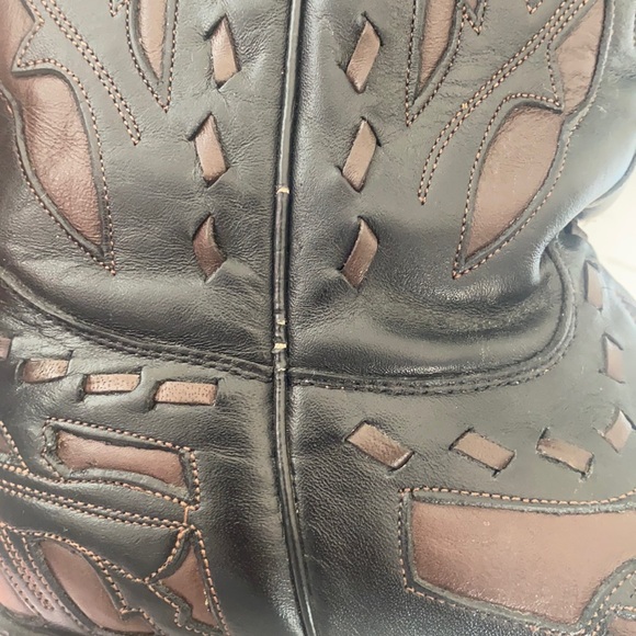 Lane fine boots Size 8 1/2 Black and Brown floral stitch boot - Picture 10 of 11